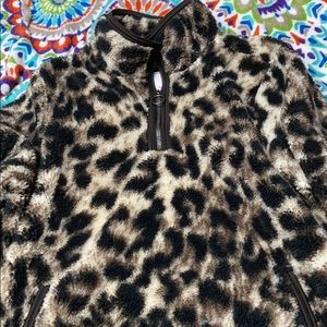 Sherpa Leopard Sweatshirt with Pockets